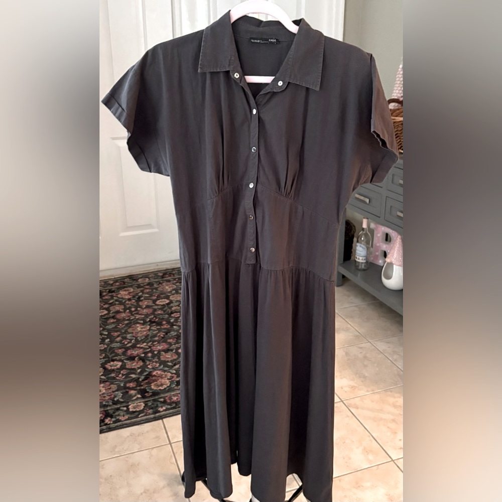 Zara cotton dress with capped sleeves size Large